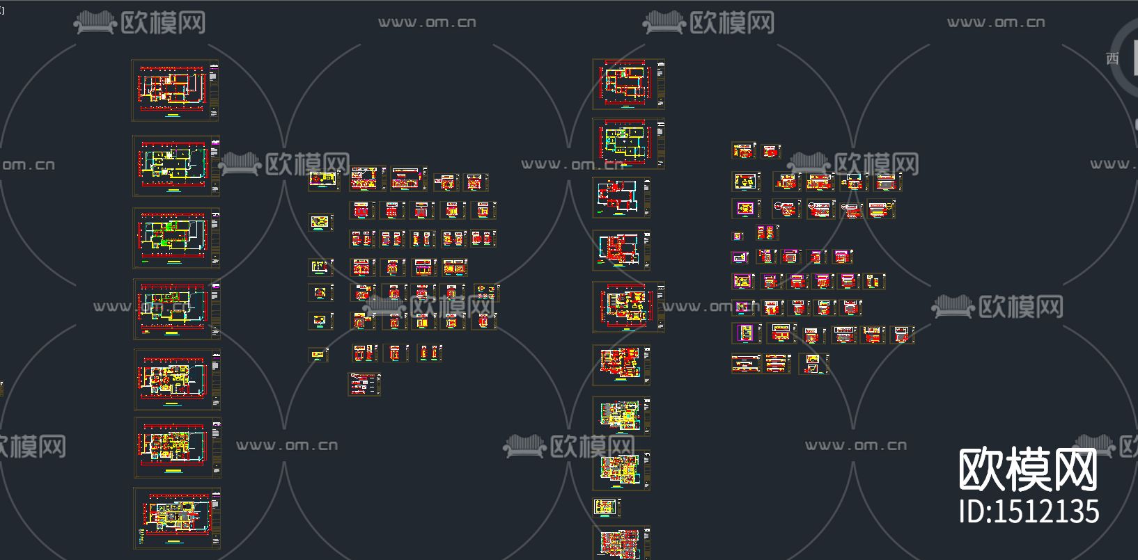 美式别墅整木墙板cad图库下载（渲染图3）