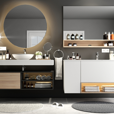  现代浴室柜洗手台su模型 