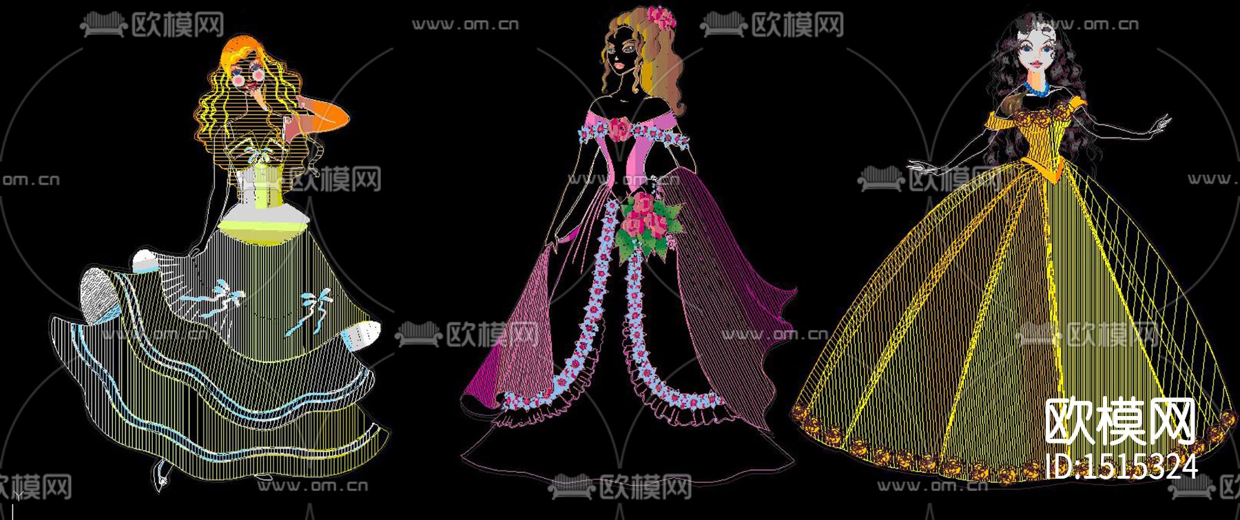 卡通公主cad图库下载（渲染图5）