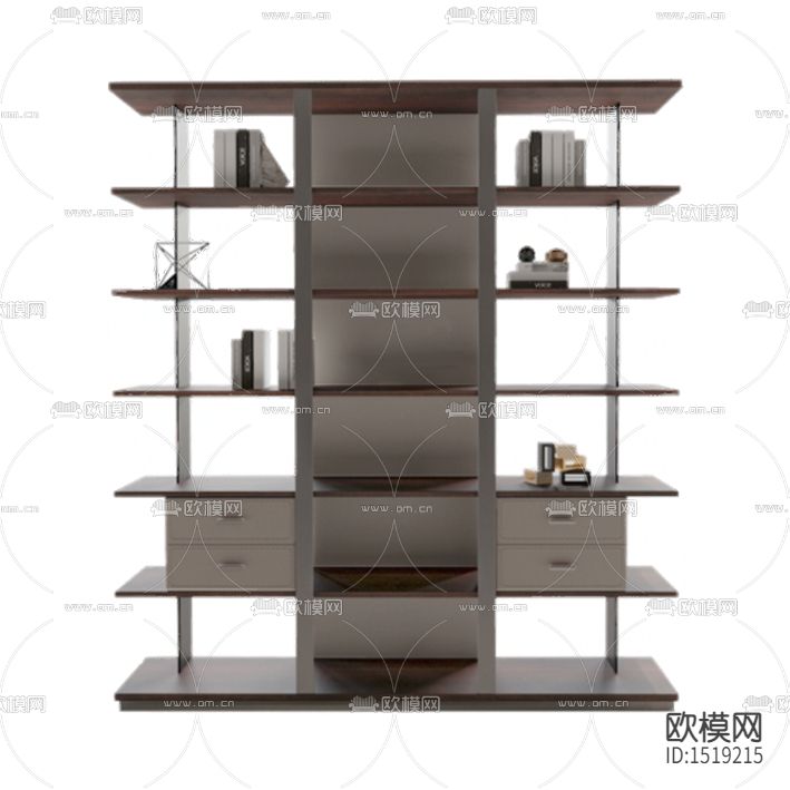 现代简约创意实木金属书架下载