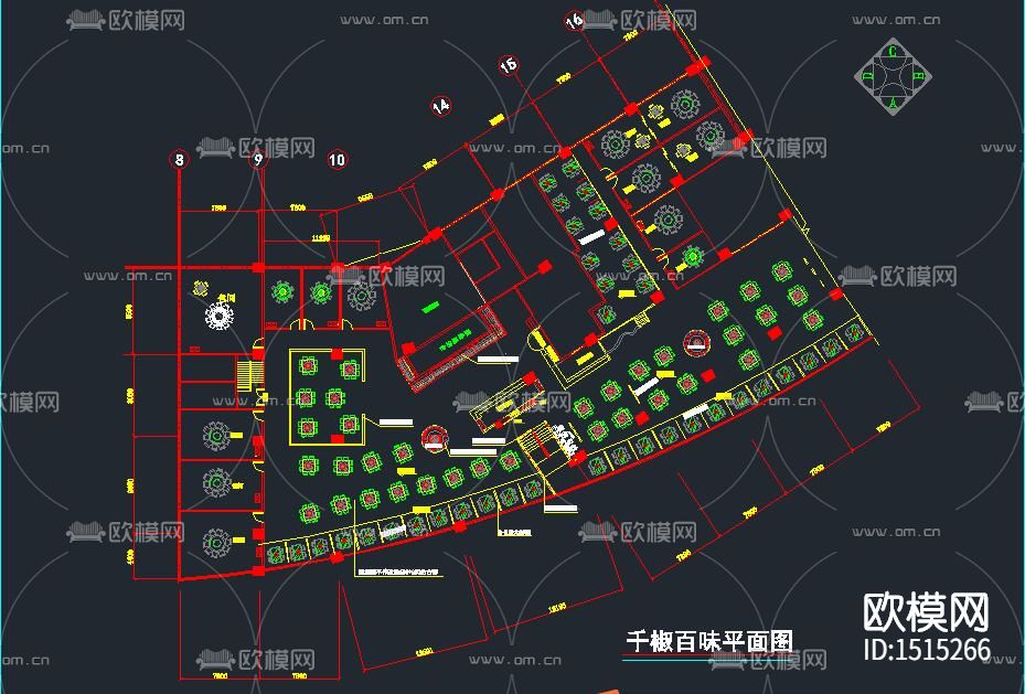 餐厅cad施工图下载（渲染图1）