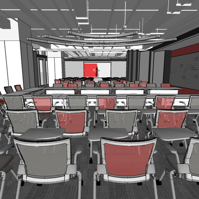  现代培训室su模型 