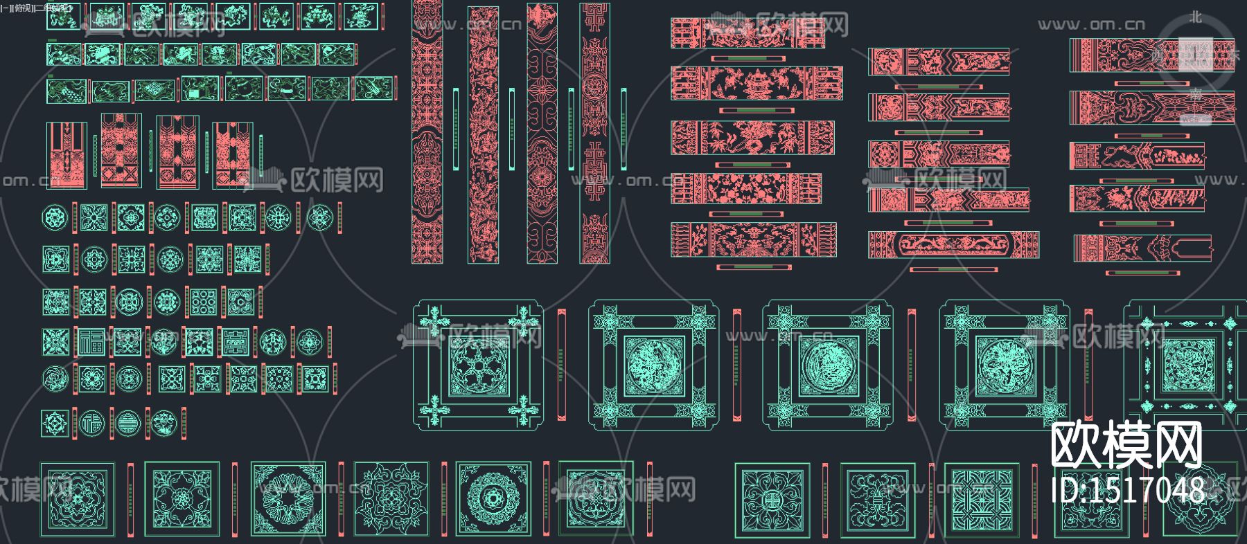 中式雕花cad图库下载（渲染图1）