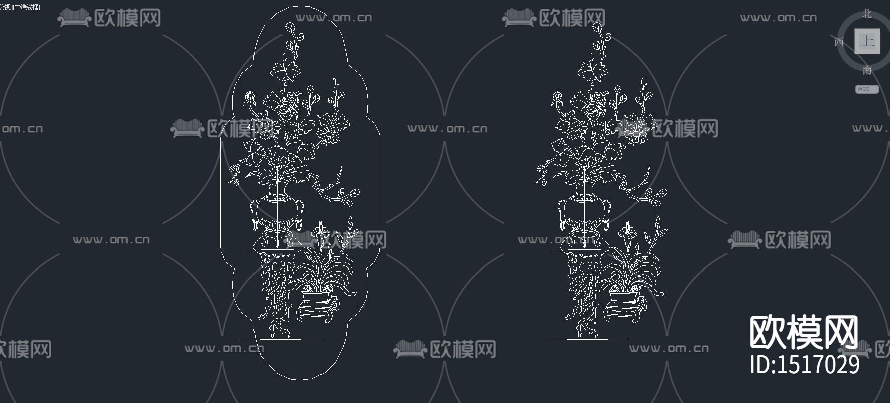 菊花兰花荷花雕花cad图库下载（渲染图3）
