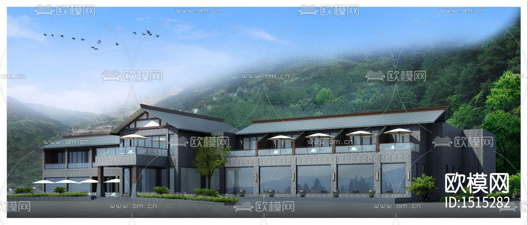 会所cad施工图下载（渲染图9）