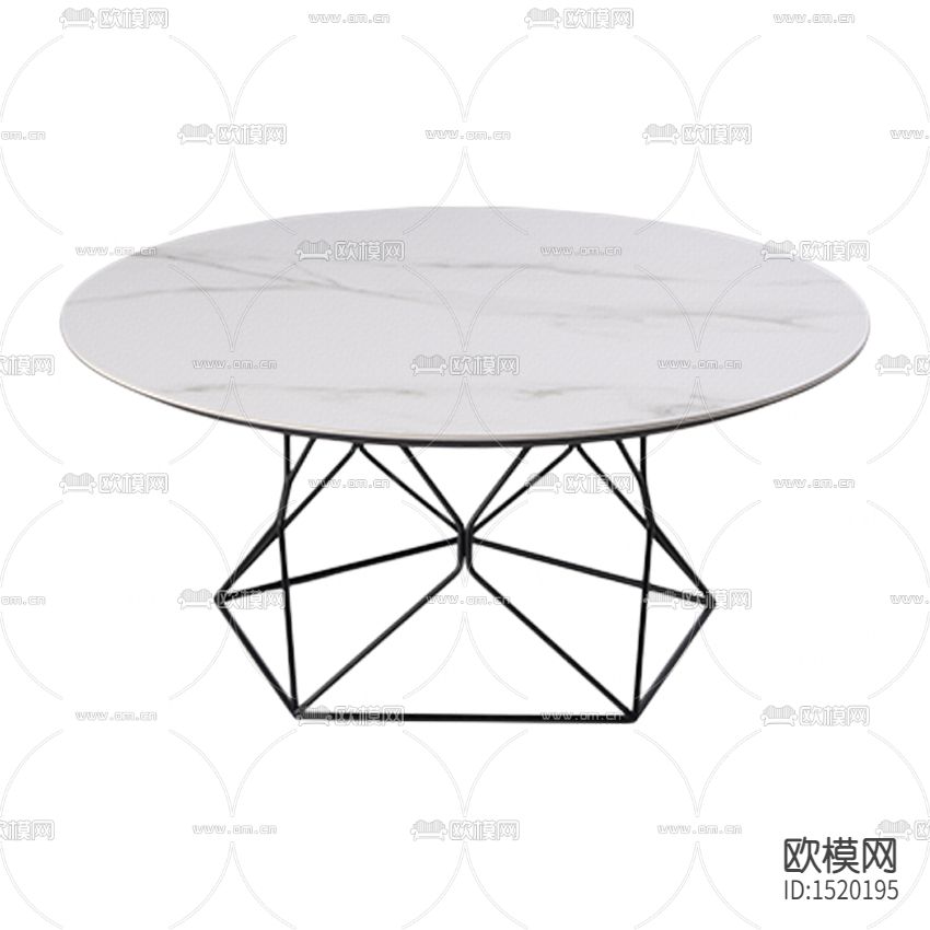 现代简约几何金属岩板圆形茶几下载
