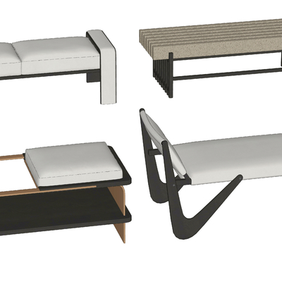  现代布艺脚踏su模型 