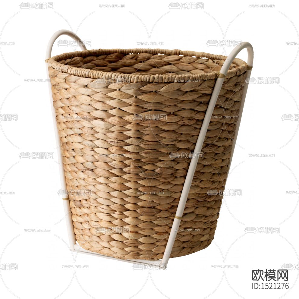 北欧简约草编金属收纳篮