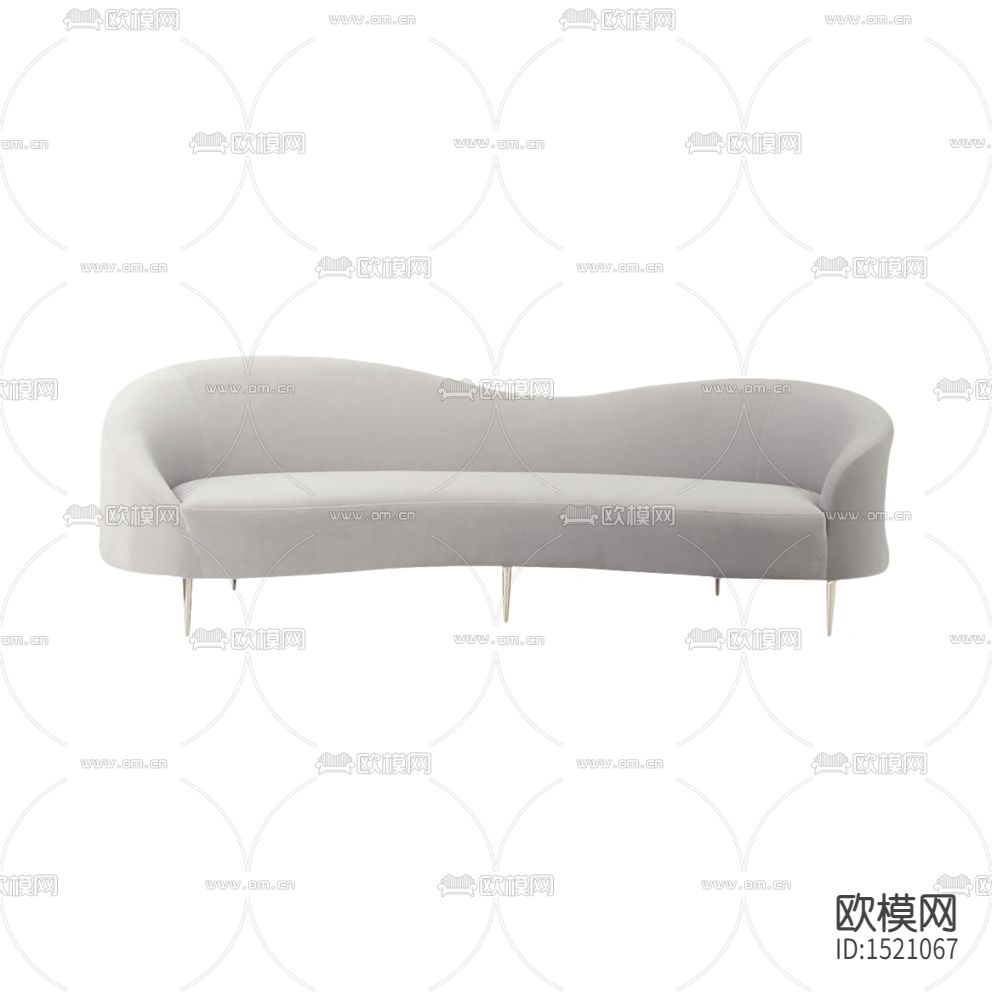 现代轻奢弧形布艺双人沙发