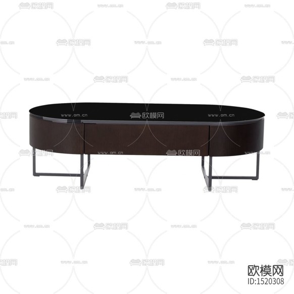现代简约创意实木金属椭圆形茶几下载
