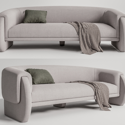 现代布艺双人沙发su模型