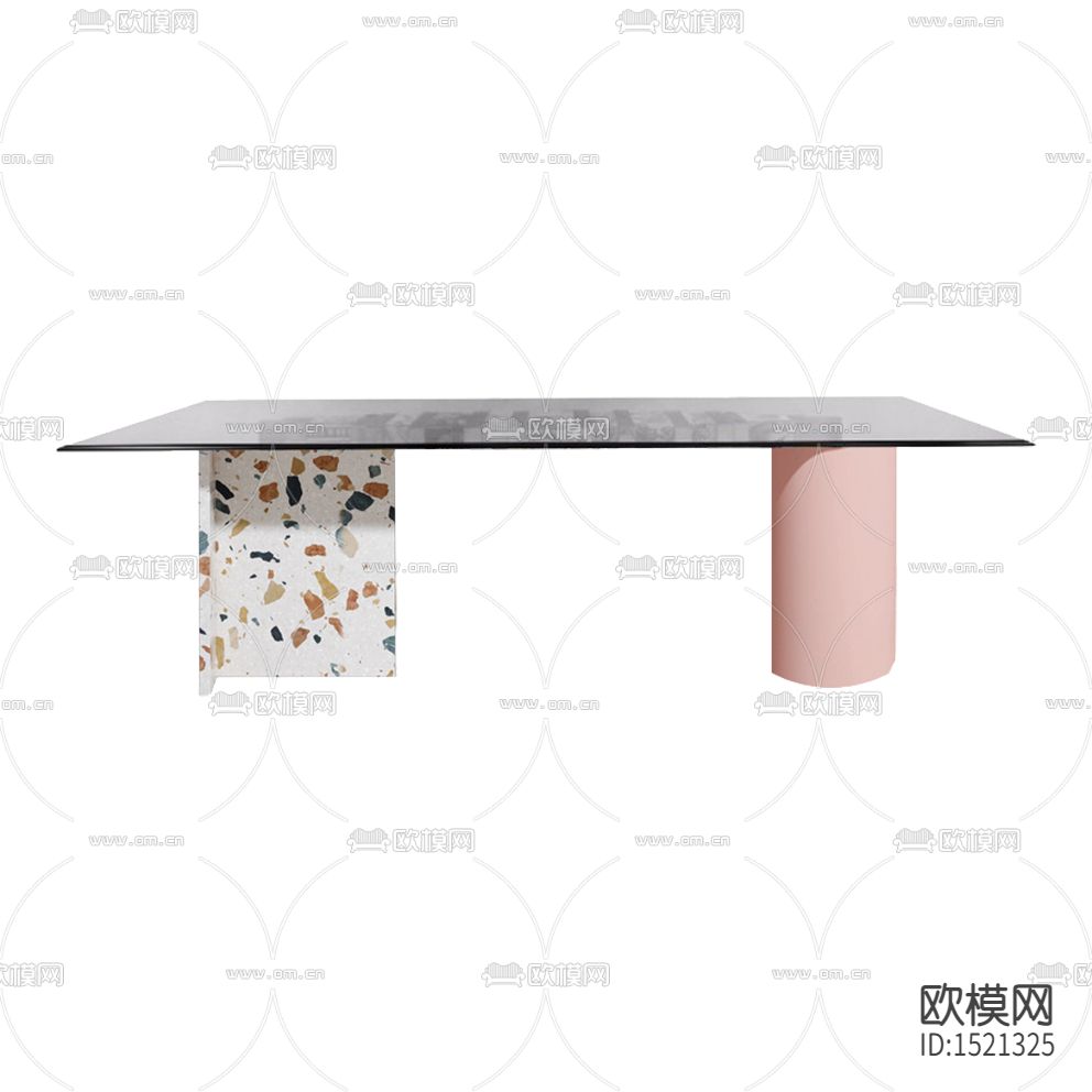 北欧轻奢创意水磨石玻璃餐桌下载