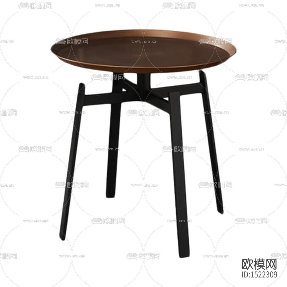 现代简约实木金属圆形边几下载