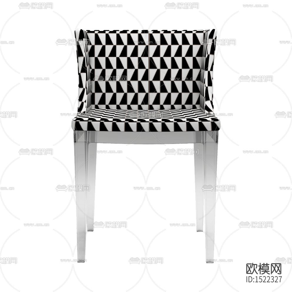 现代简约黑白格纹布艺塑料餐椅