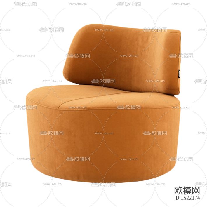 现代简约橙色天鹅绒单人沙发下载