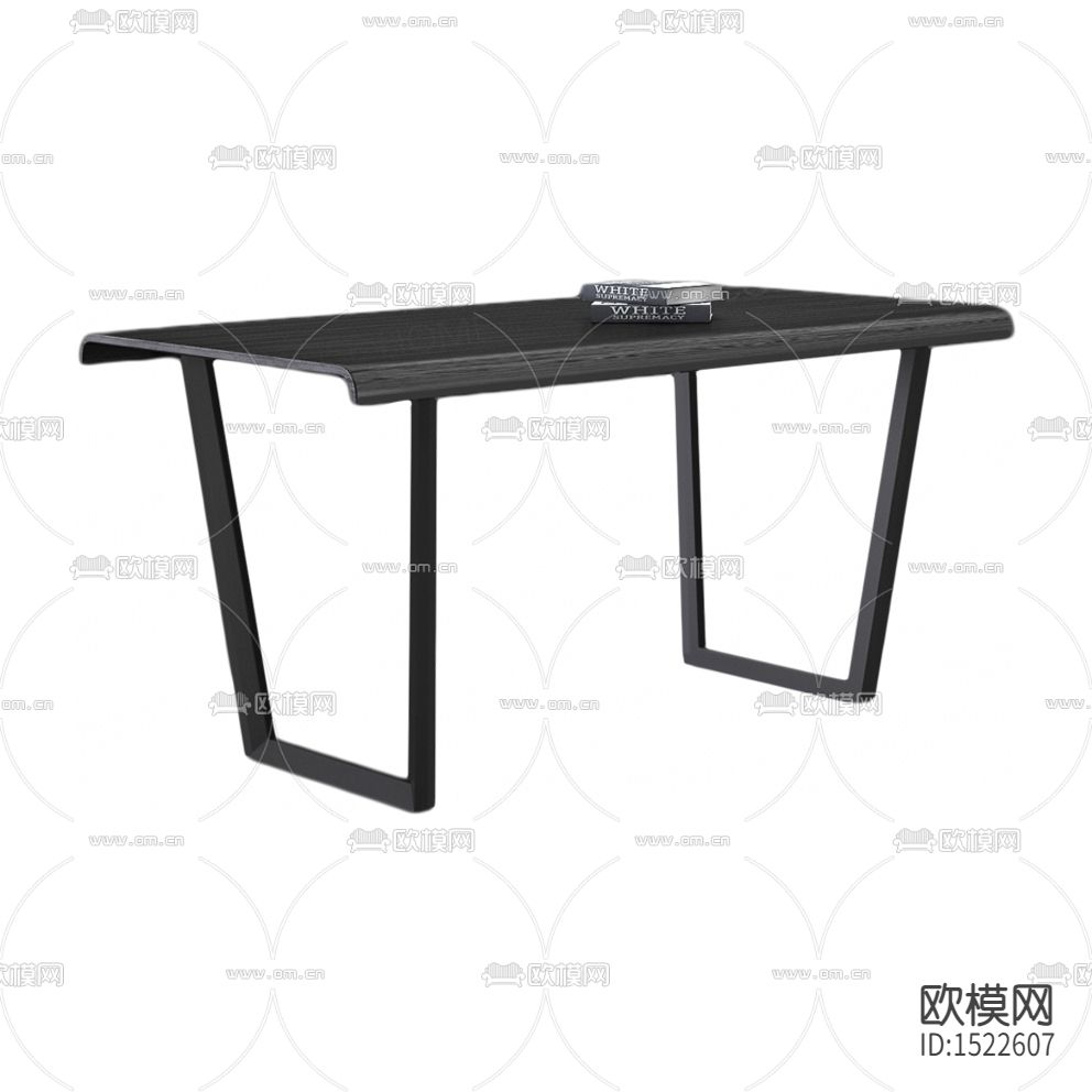 北欧简约黑色实木餐桌下载