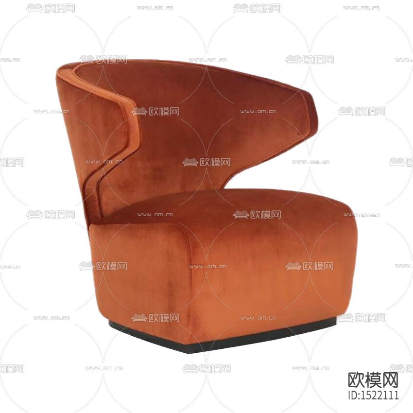 现代轻奢创意橙色绒布单人沙发下载