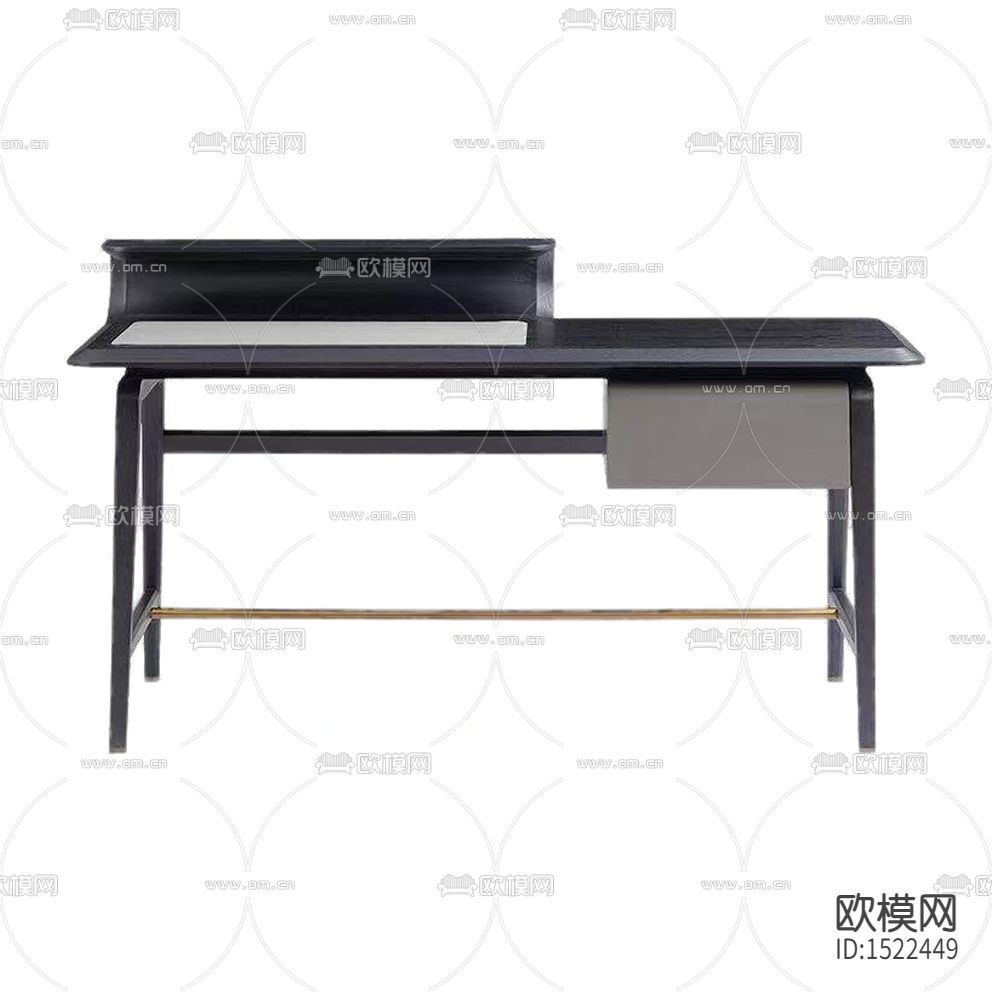 现代简约黑色实木不锈钢书桌