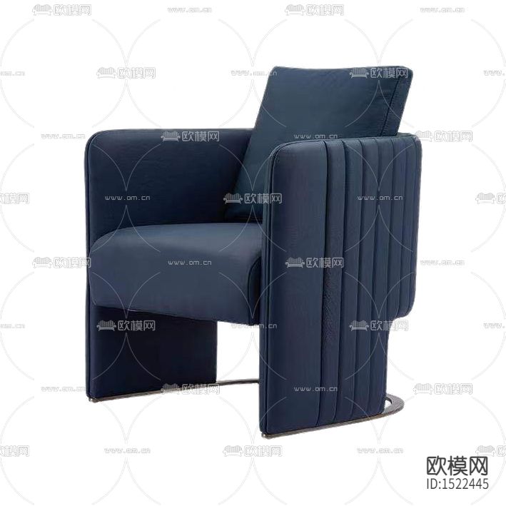 现代简约蓝色皮革单人沙发下载