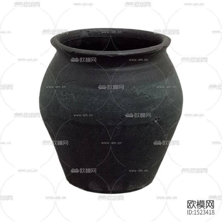 中式古典黑色手工粗陶收纳罐下载