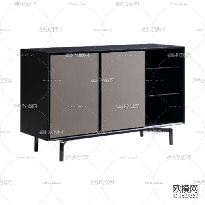 现代简约黑色实木边柜