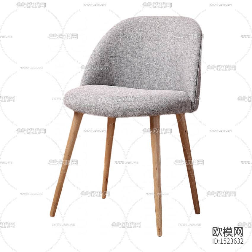 北欧简约灰色布艺实木餐椅下载