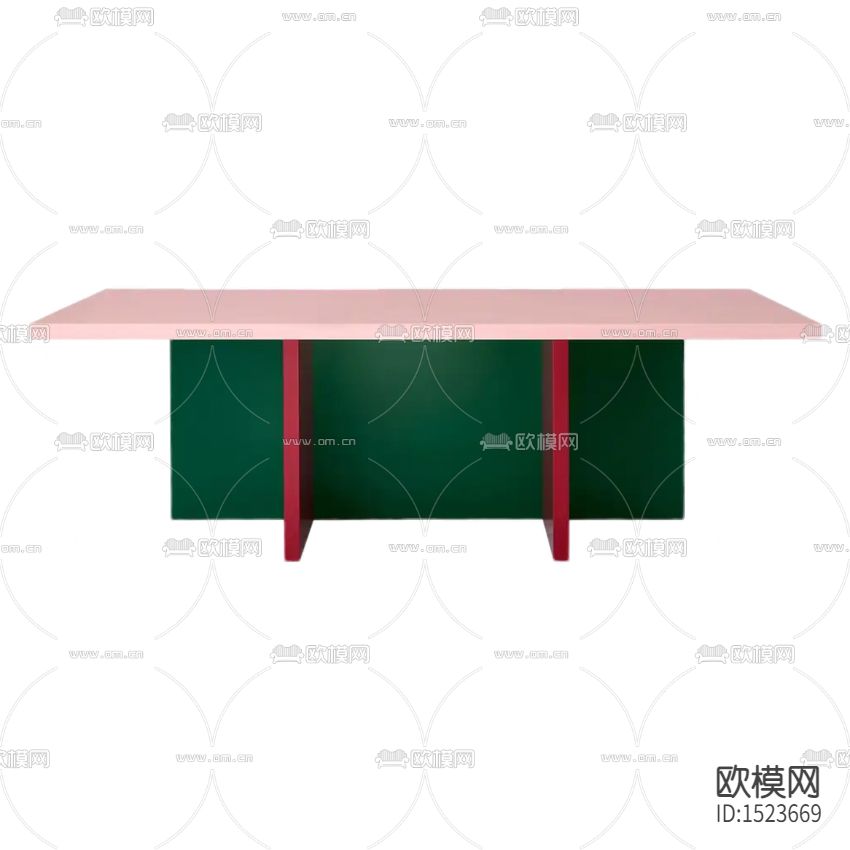 北欧简约三色拼接实木餐桌下载