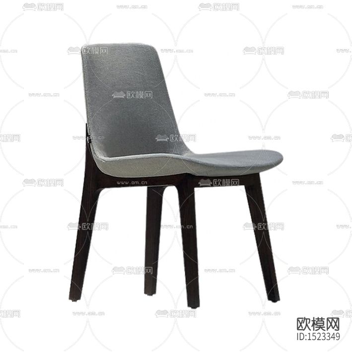 现代简约灰色布艺黑色实木餐椅下载