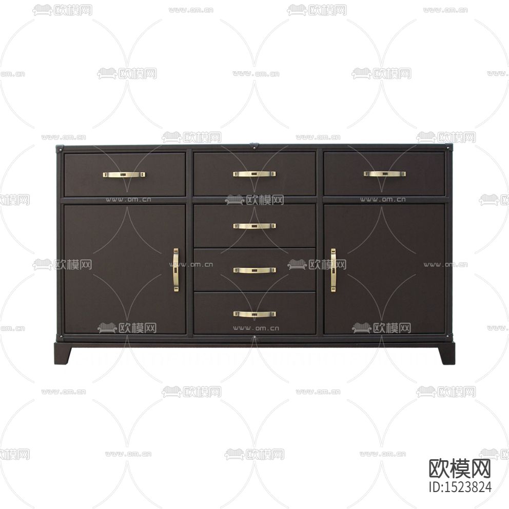 现代轻奢黑色实木金属边柜下载