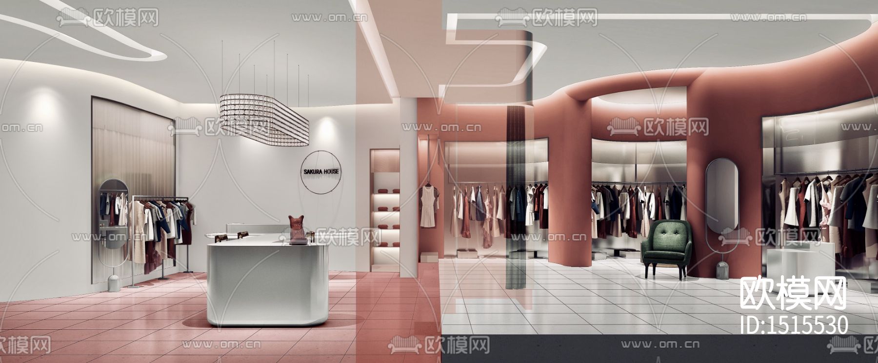 女装服装店cad施工图下载（渲染图4）