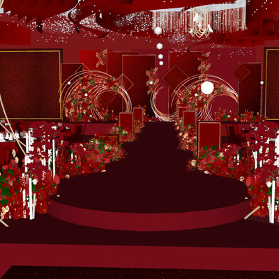  现代婚礼宴会厅su模型 