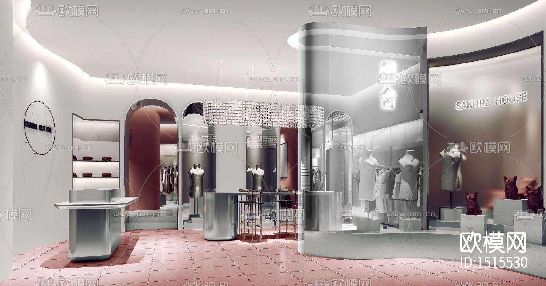 女装服装店cad施工图下载（渲染图3）