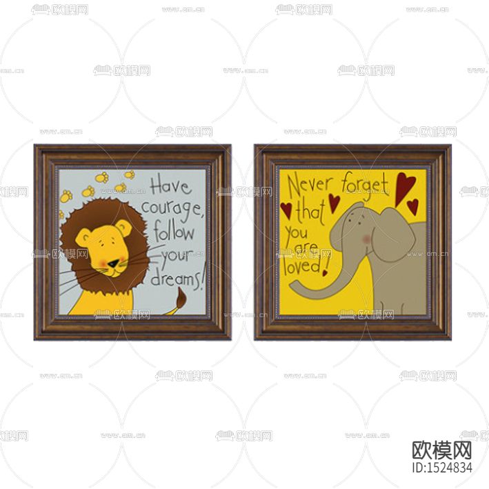 现代简约卡通动物简笔装饰画下载