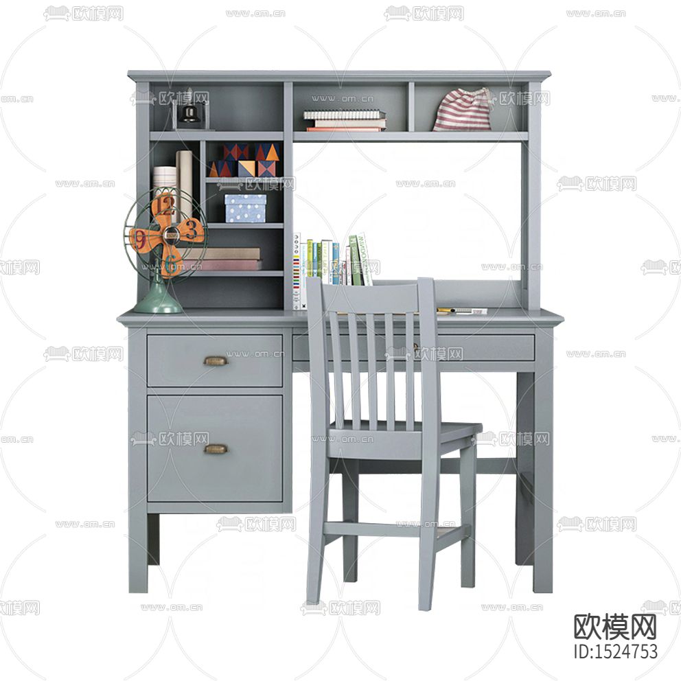 美式乡村实木书架书桌下载