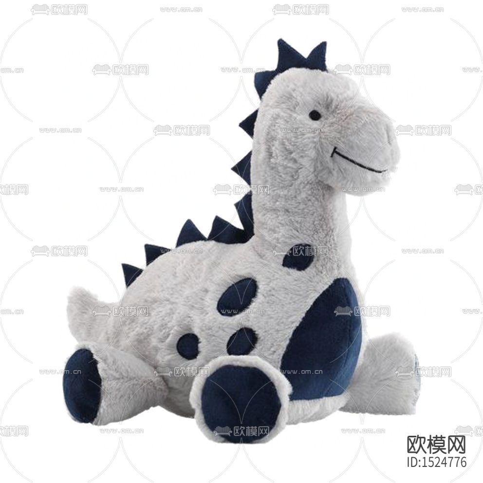 现代灰色布艺恐龙玩偶摆件