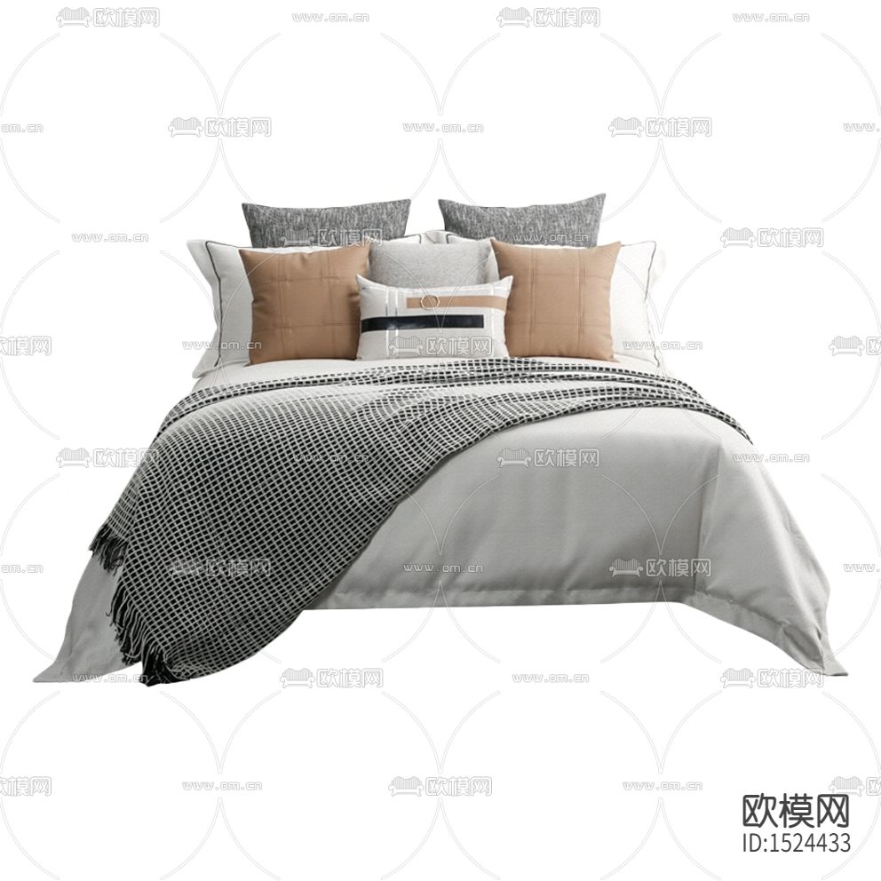 现代简约格纹布艺床品下载