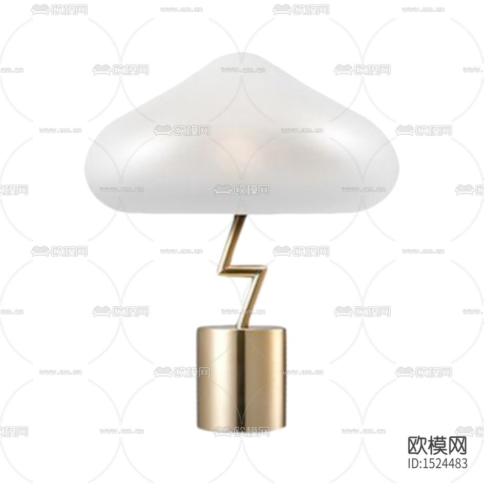 北欧轻奢白色玻璃云朵闪电金属台灯下载
