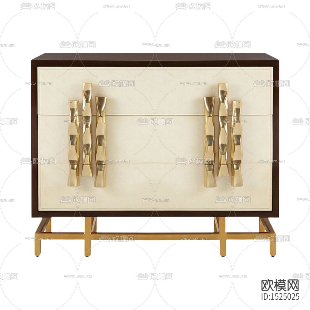 现代轻奢创意实木金属边柜下载
