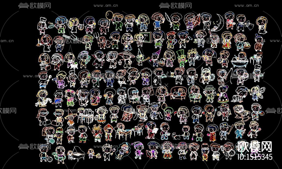 卡通人物cad图库下载（渲染图1）