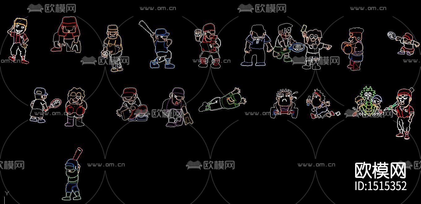 儿童人物cad图库下载（渲染图4）