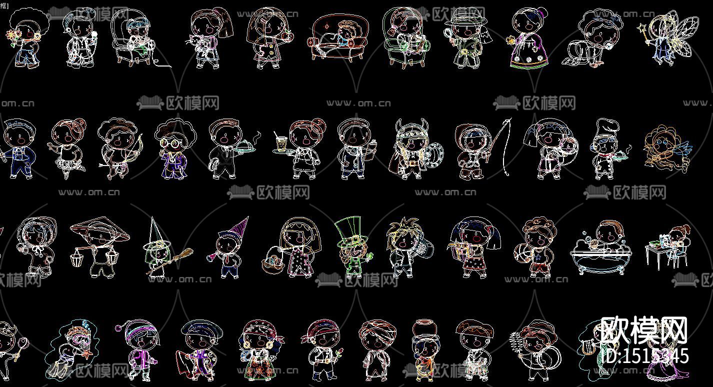 卡通人物cad图库下载（渲染图3）