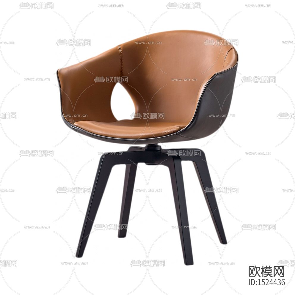 北欧轻奢皮革实木办公椅