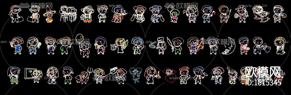 卡通人物cad图库下载（渲染图2）