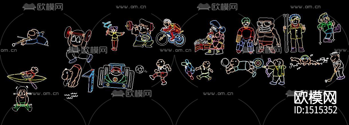 儿童人物cad图库下载（渲染图2）