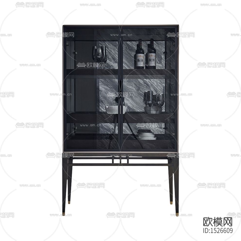 现代轻奢实木玻璃酒柜