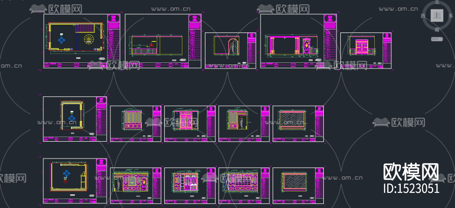 全屋定制餐厅茶室卧室cad施工图下载