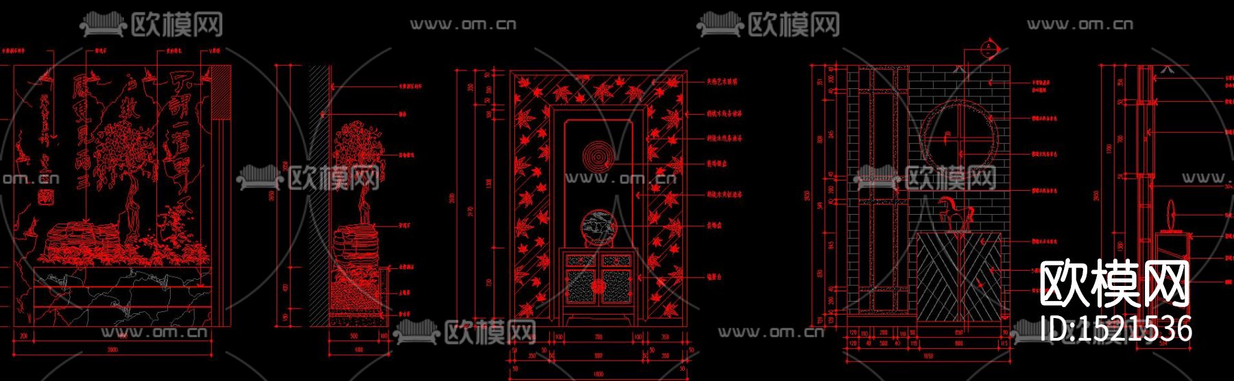 中式元素cad图库下载（渲染图7）