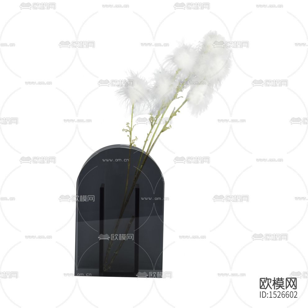 现代极简黑色玻璃花瓶摆放花艺下载