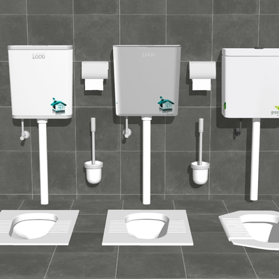  现代蹲便器su模型 