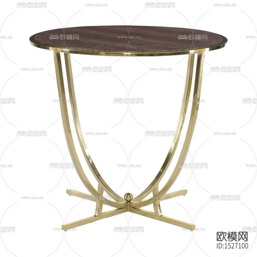 北欧轻奢金属实木圆形边几